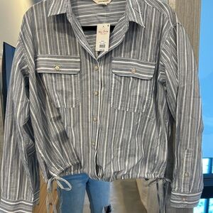 Lucky Brand Navy and White Striped Shirt